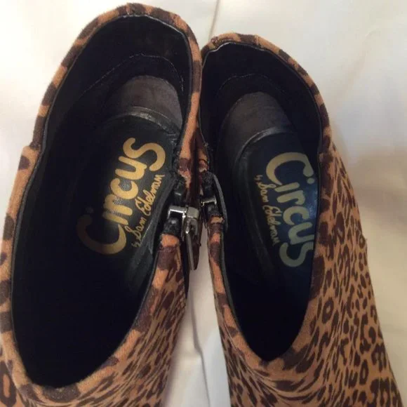 CIRCUS by Sam Edelman vegan suede leopard booties kitten heels NWOB Size 7 - Picture 4 of 9
